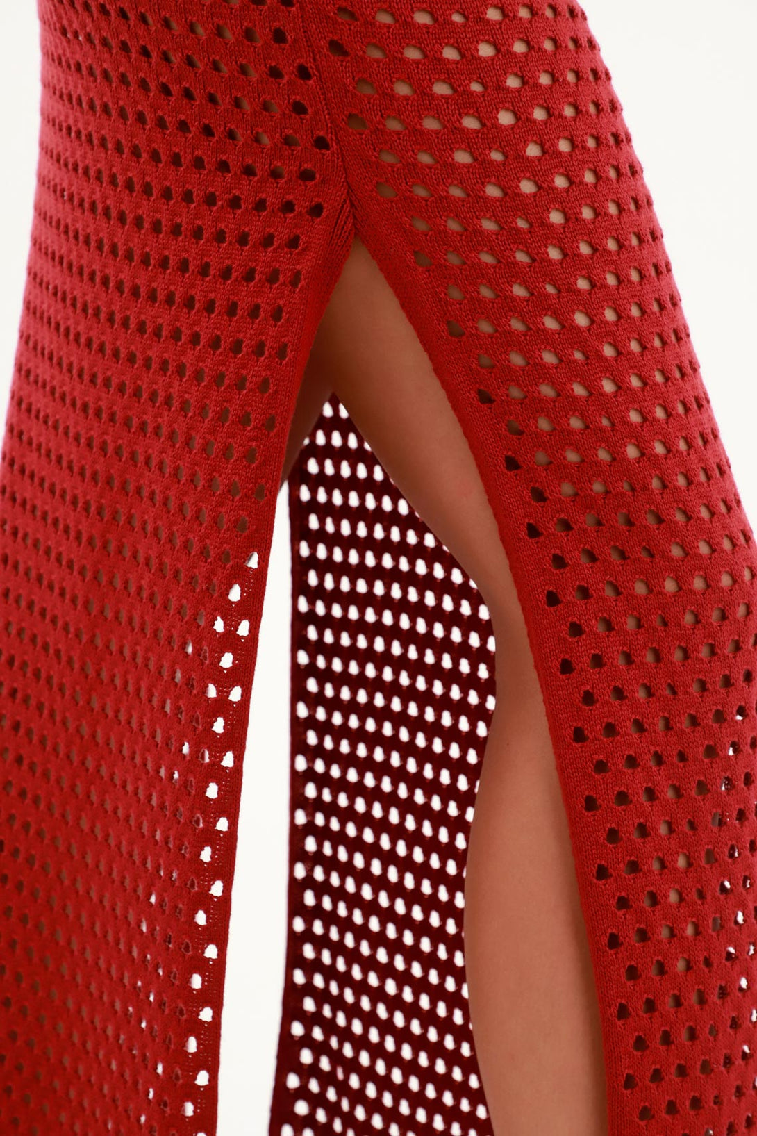 Women's Red Side-Slit Skirt