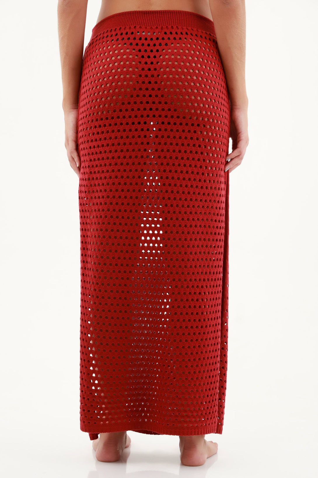 Women's Red Side-Slit Skirt