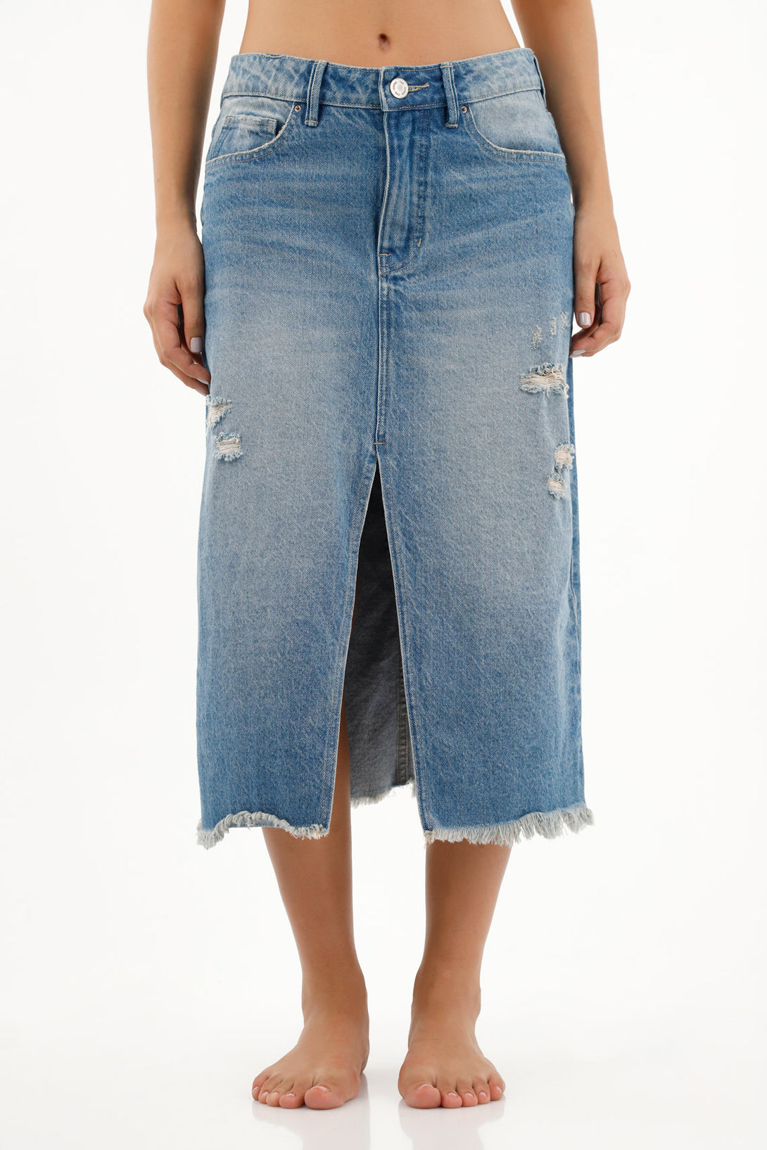 Women's Blue Denim Midi Skirt