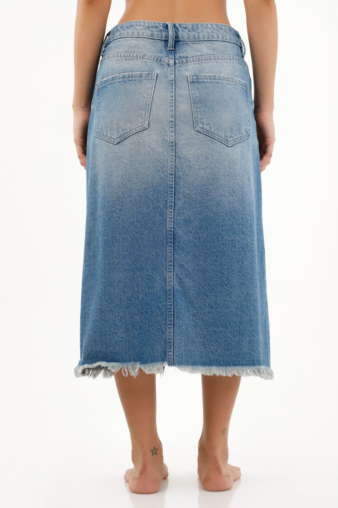 Falda azul denim midi para mujer