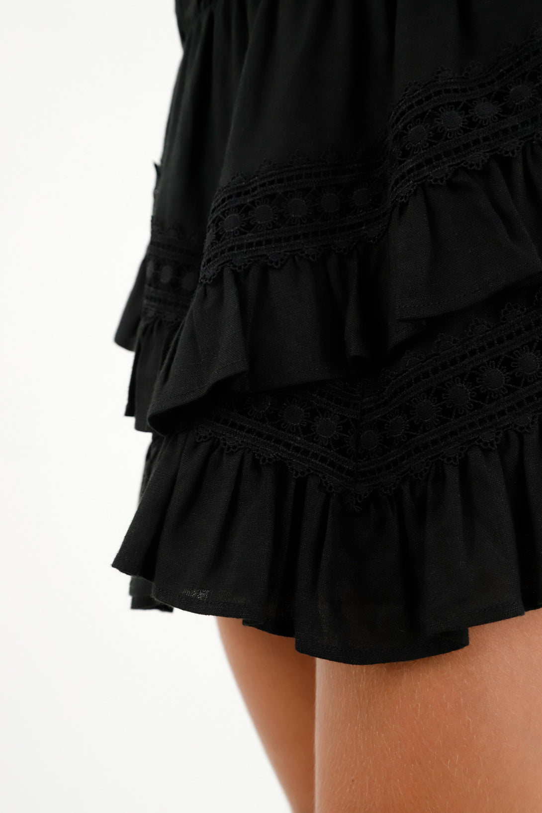 Women's Black Ruffled Skirt