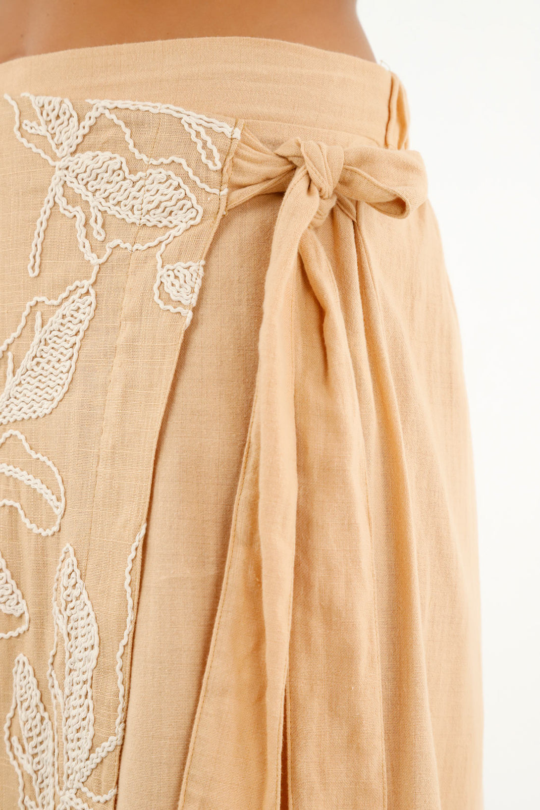 Women's Brown Floral Embroidered Skirt