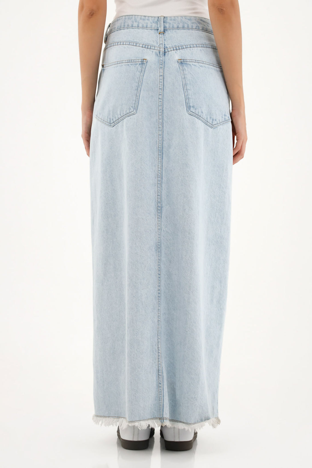 Women's Blue Frayed Skirt