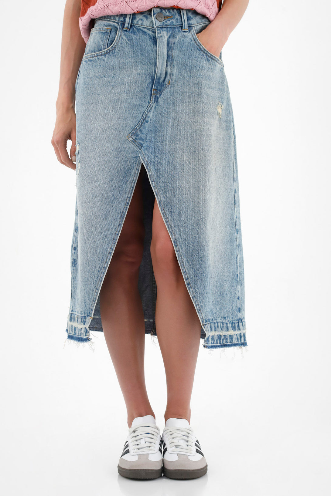 Women's Blue Denim Midi Skirt