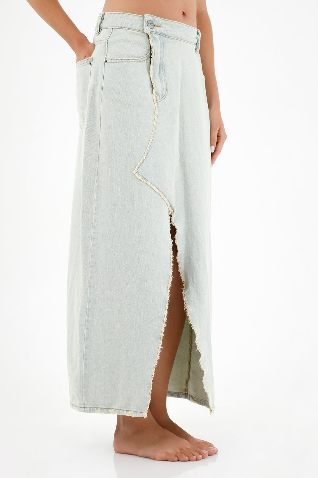 Women's Blue Frayed Skirt