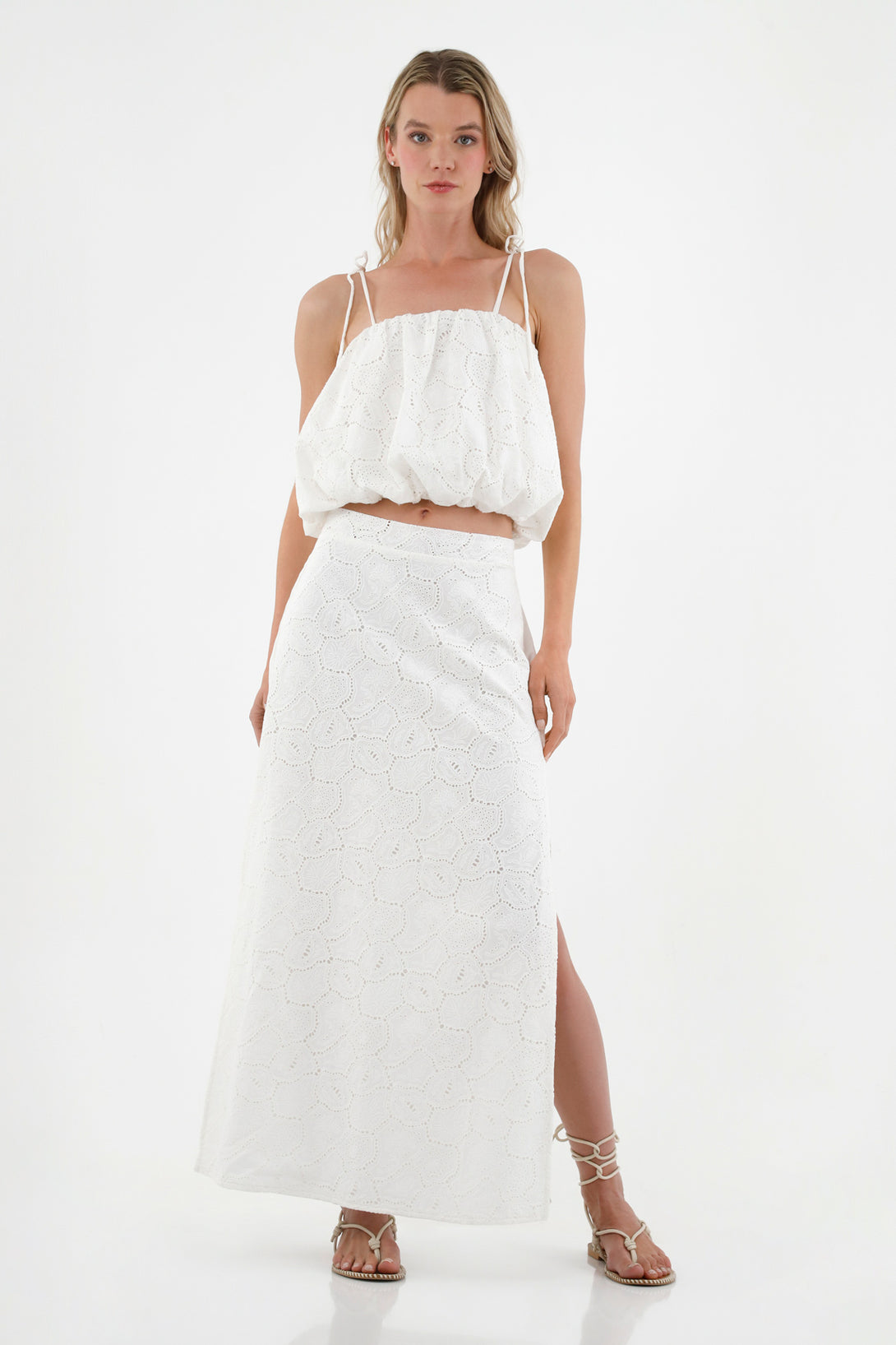 Women's White Eyelet Skirt