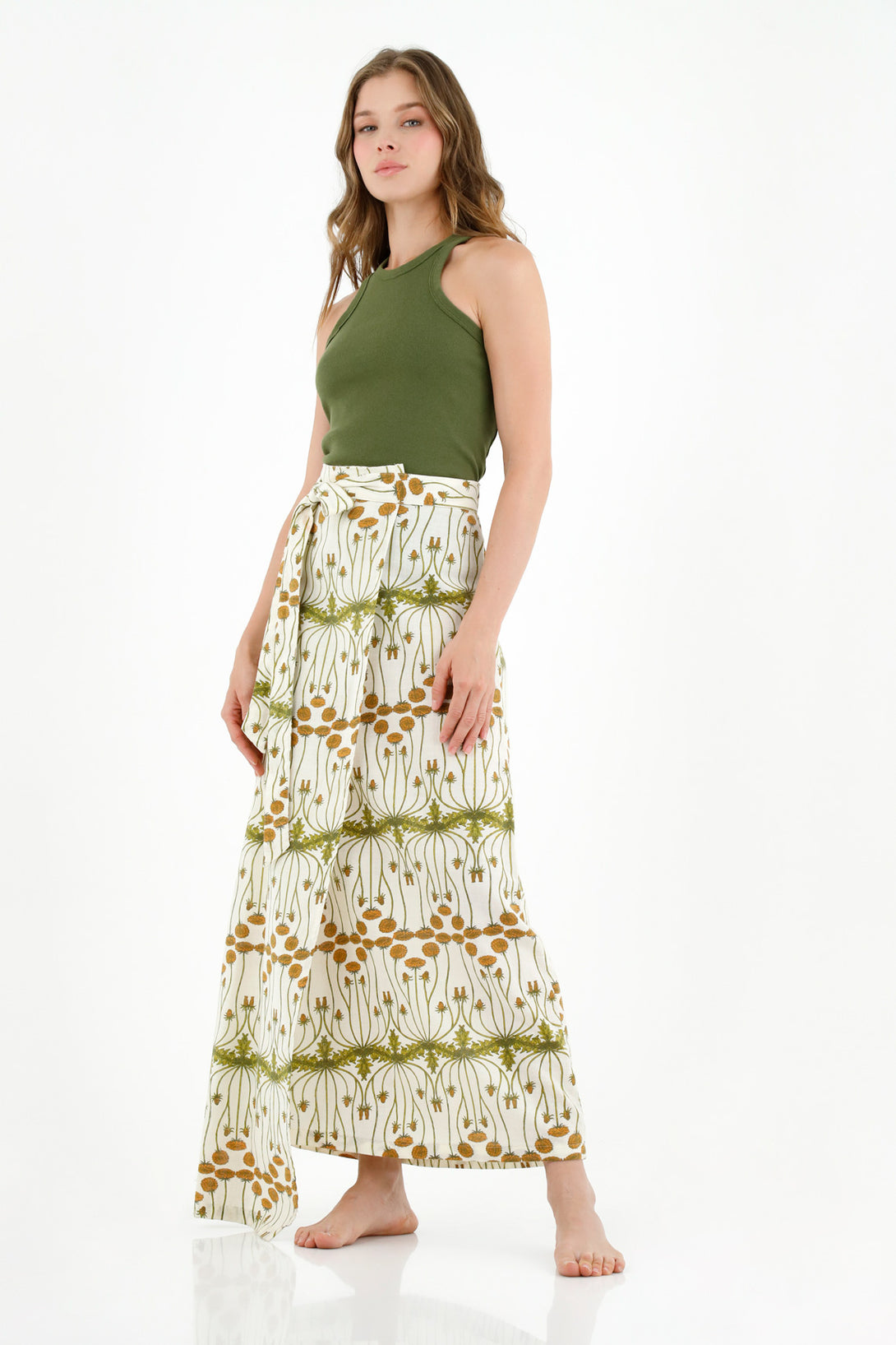 Women's Printed Skirt with Waist Adjustment