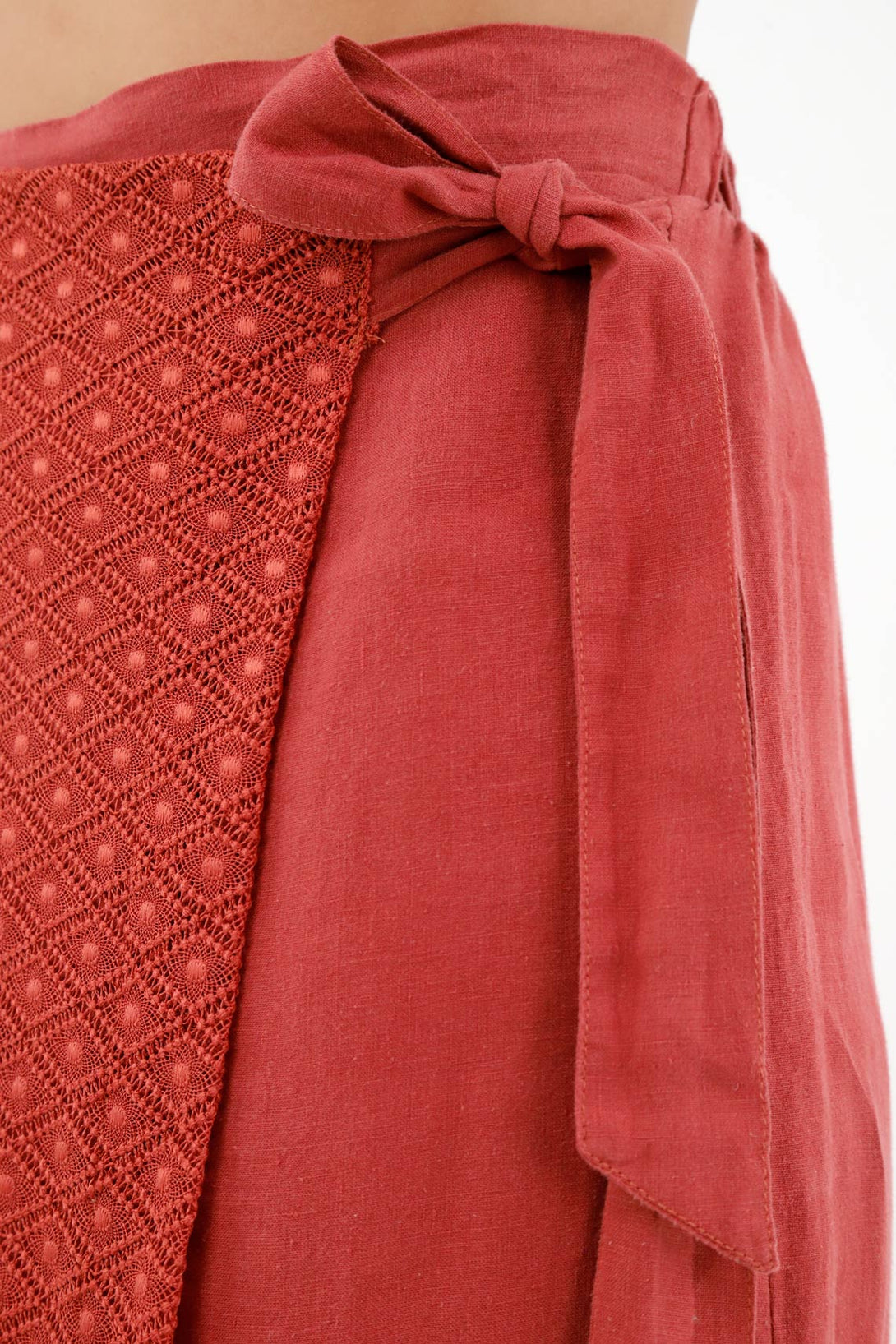 Women's Red Linen Skirt