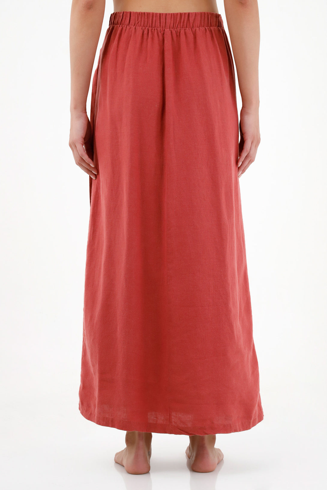 Women's Red Linen Skirt