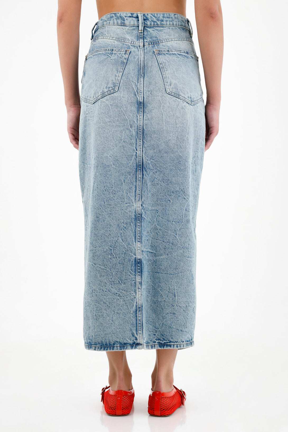 Women's Blue Frayed Detail Skirt