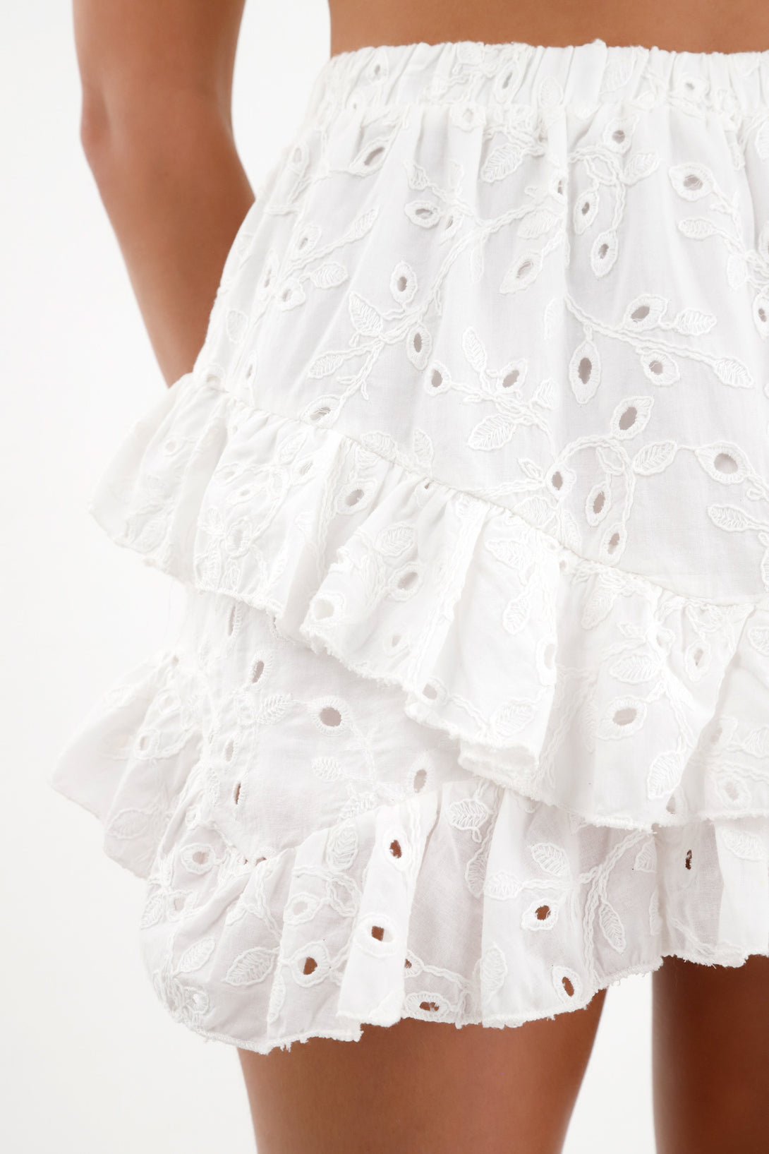 Women's White Eyelet Skirt