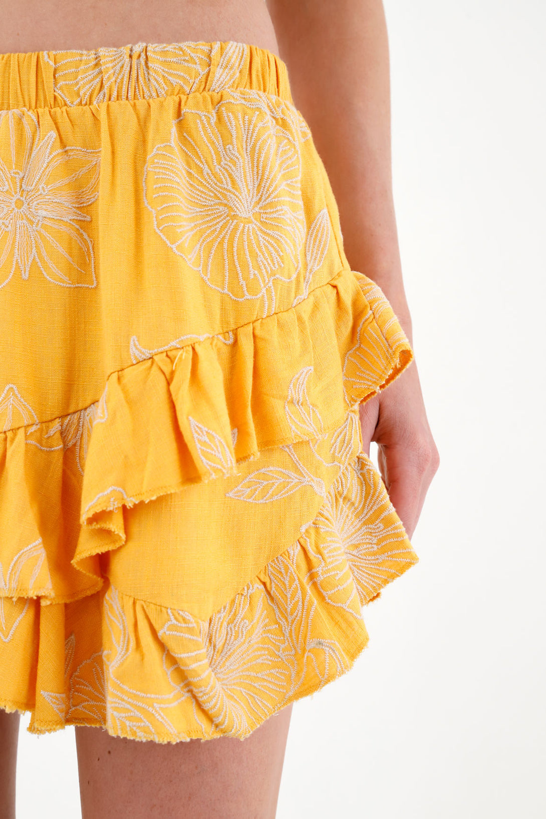 Women's Short Ruffle Yellow Skirt