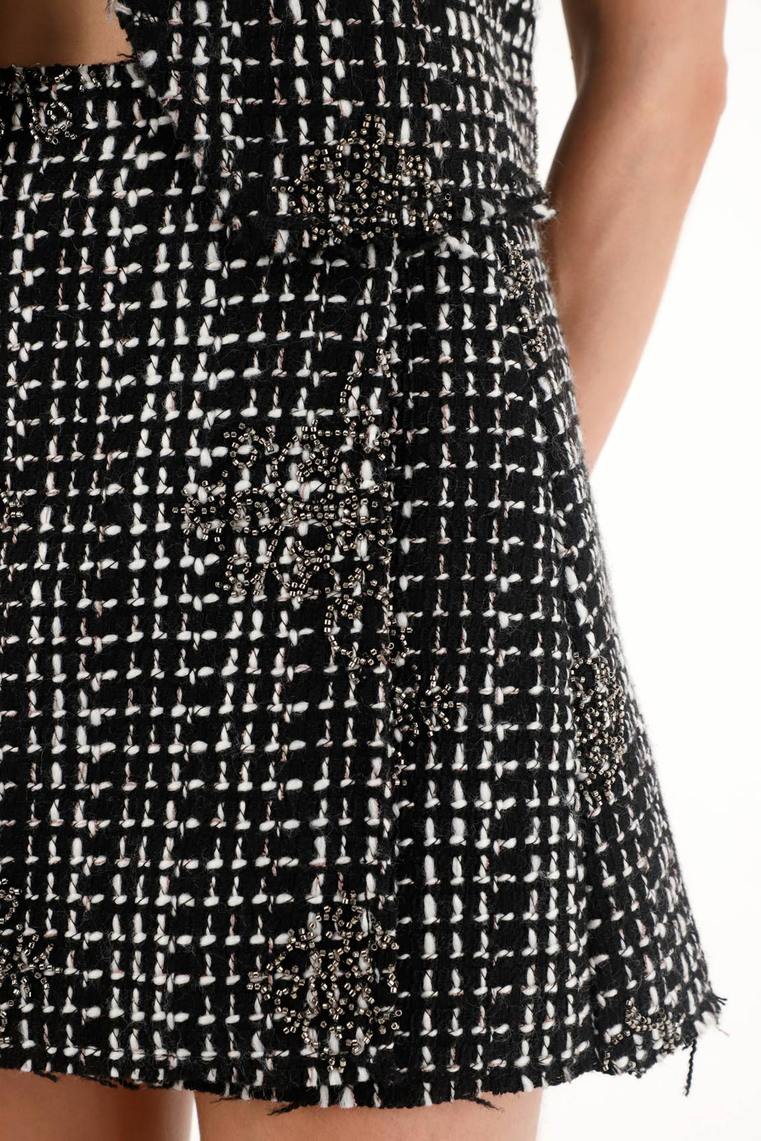 Women's black skirt with shiny appliques