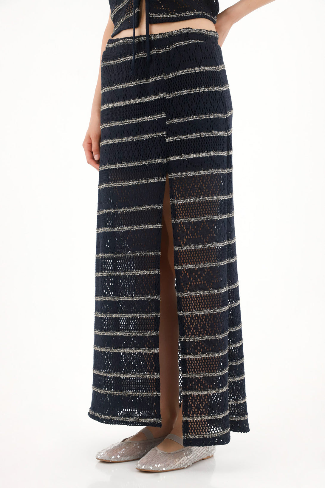 Long Striped Woven Skirt for Women