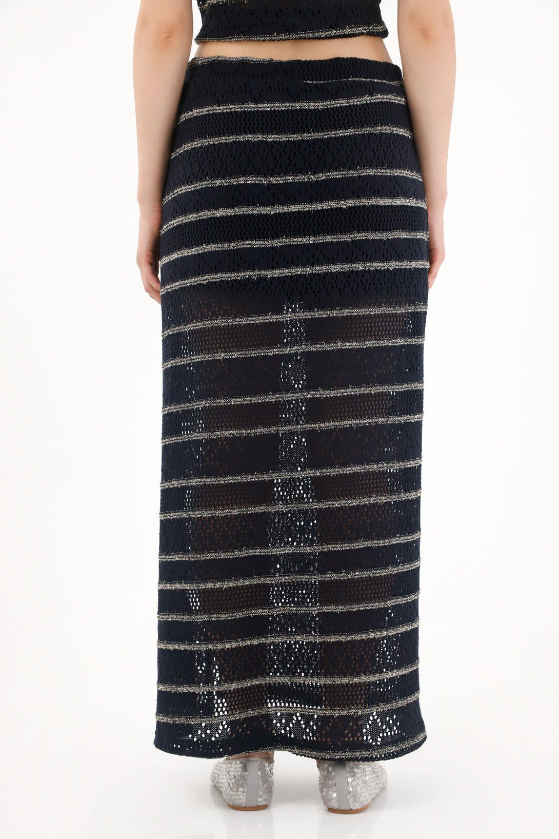 Long Striped Woven Skirt for Women