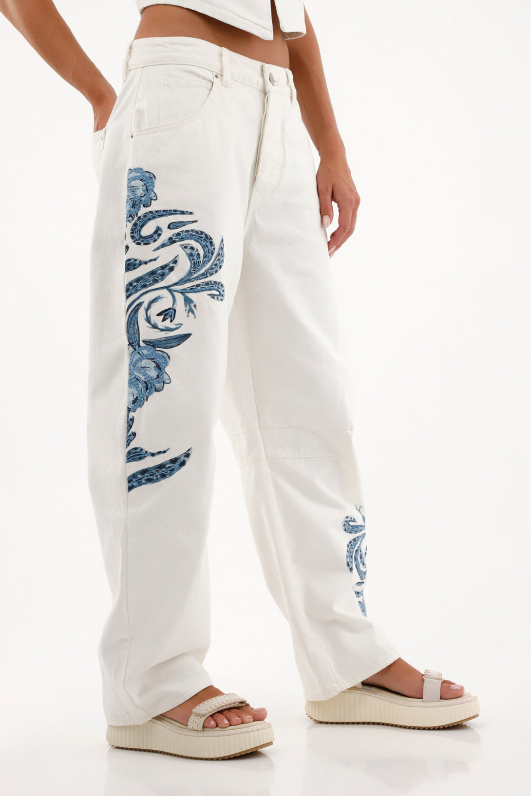 Women's Off-White Embroidered Horseshoe Pants