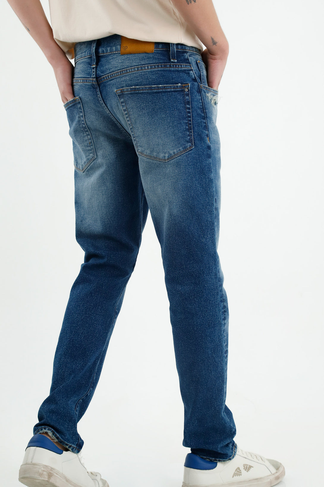 Jean Skinny azul con recogidos para hombre