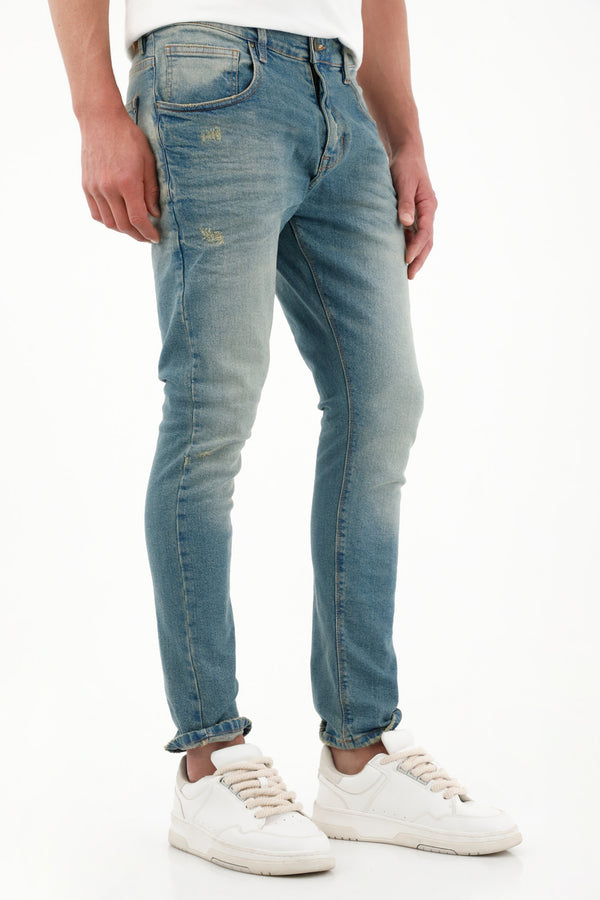 Men's Blue Five-Pocket Jeans