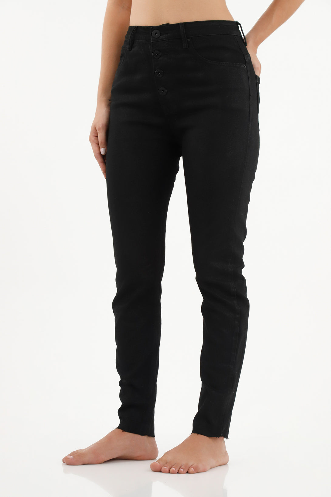 Women's Black Five-Pocket Jeans