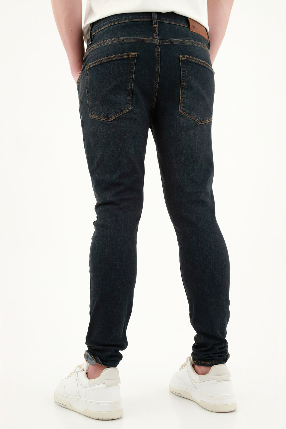 Dark blue washed super skinny jeans for men