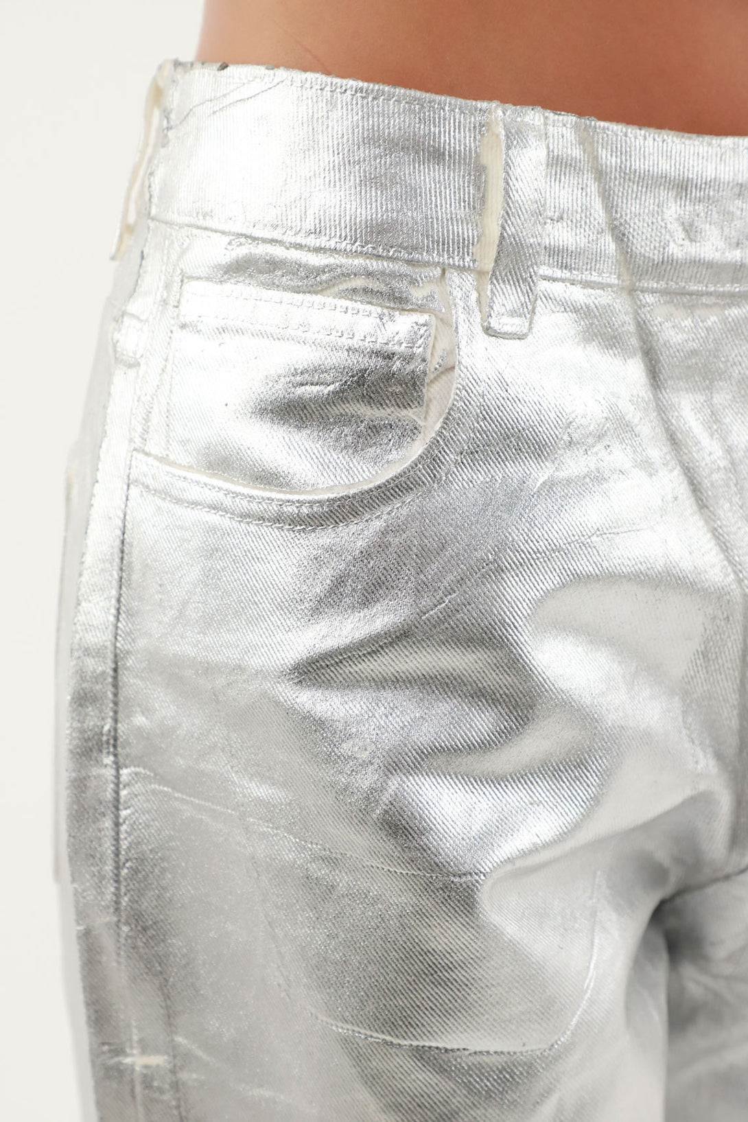 Women's Metallic Gray Effect Jeans