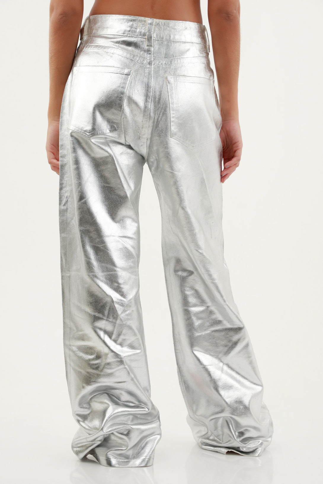 Women's Metallic Gray Effect Jeans