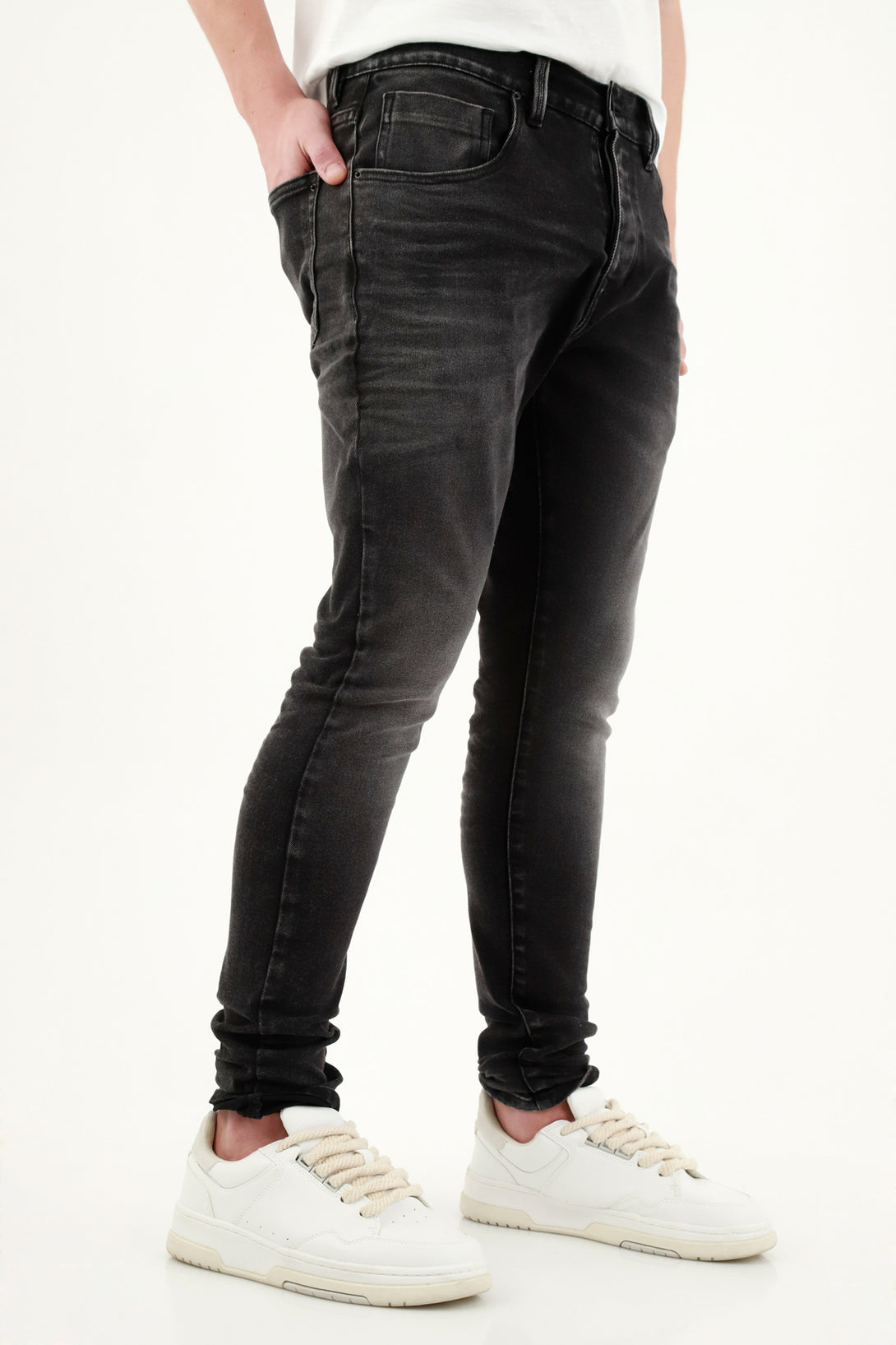 Jean Super Skinny negro para hombre