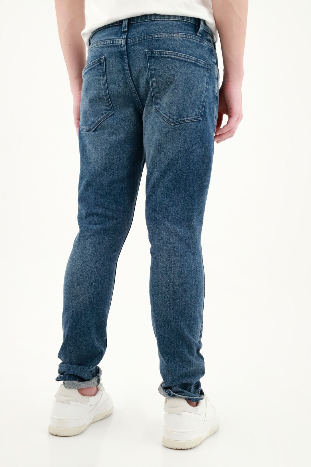 Men's Dark Blue Five-Pocket Jeans