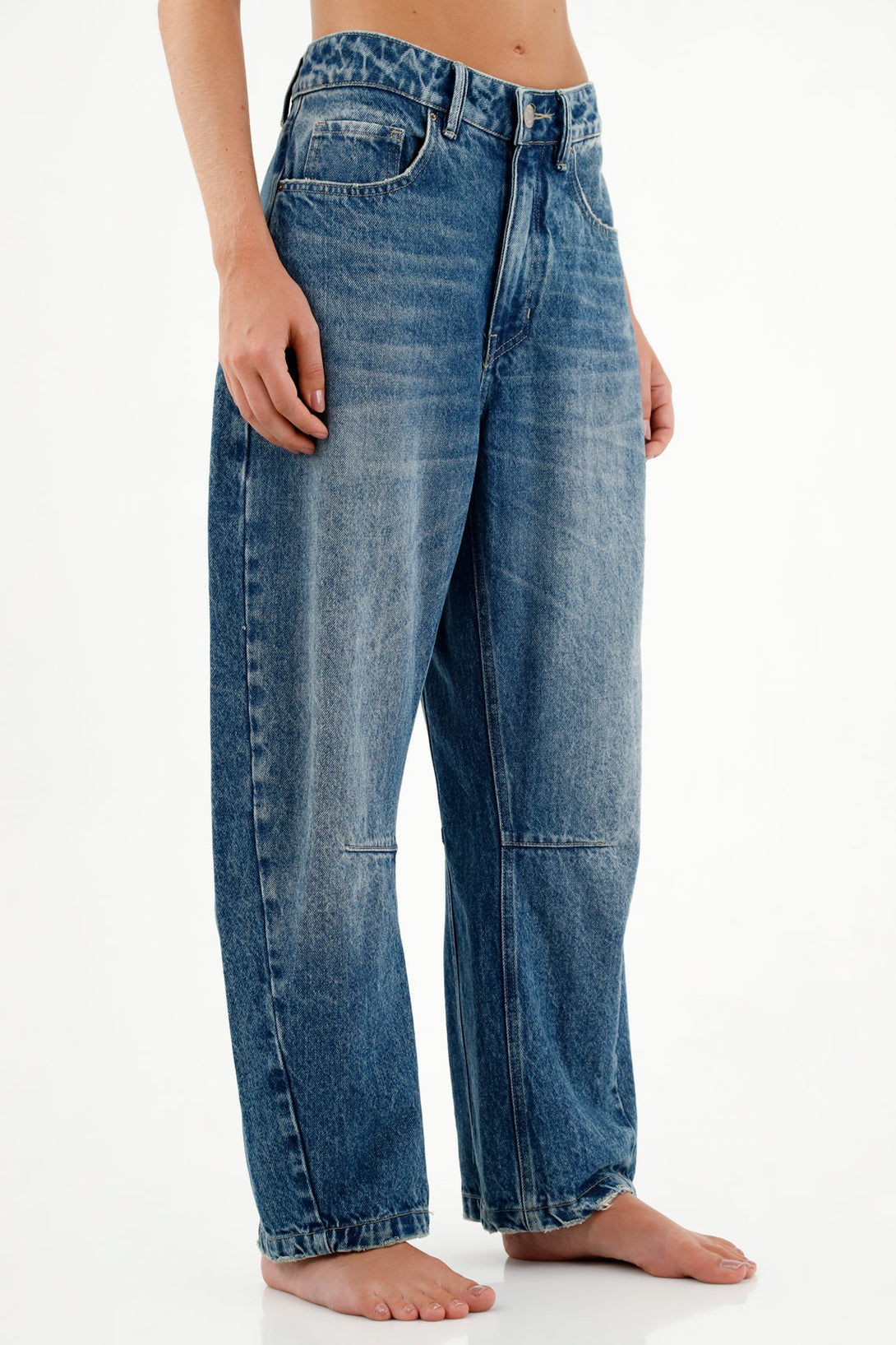 Women's Blue Pleated Jeans