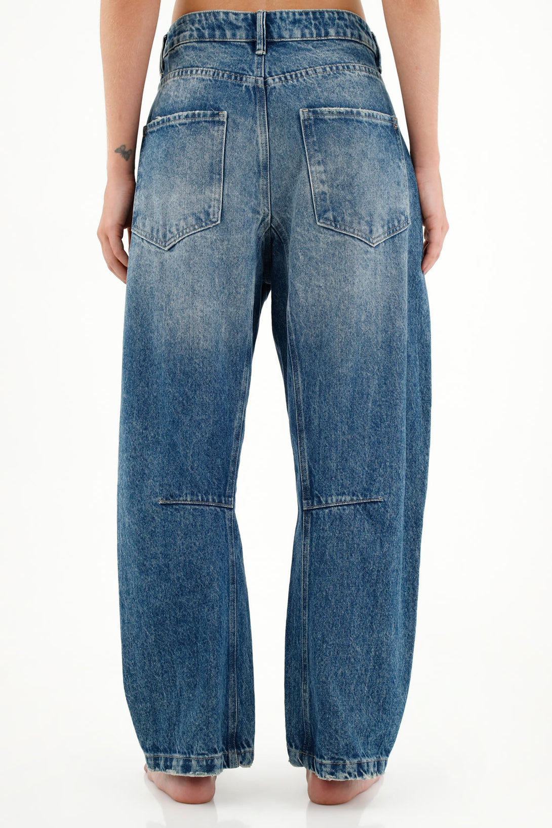 Women's Blue Pleated Jeans