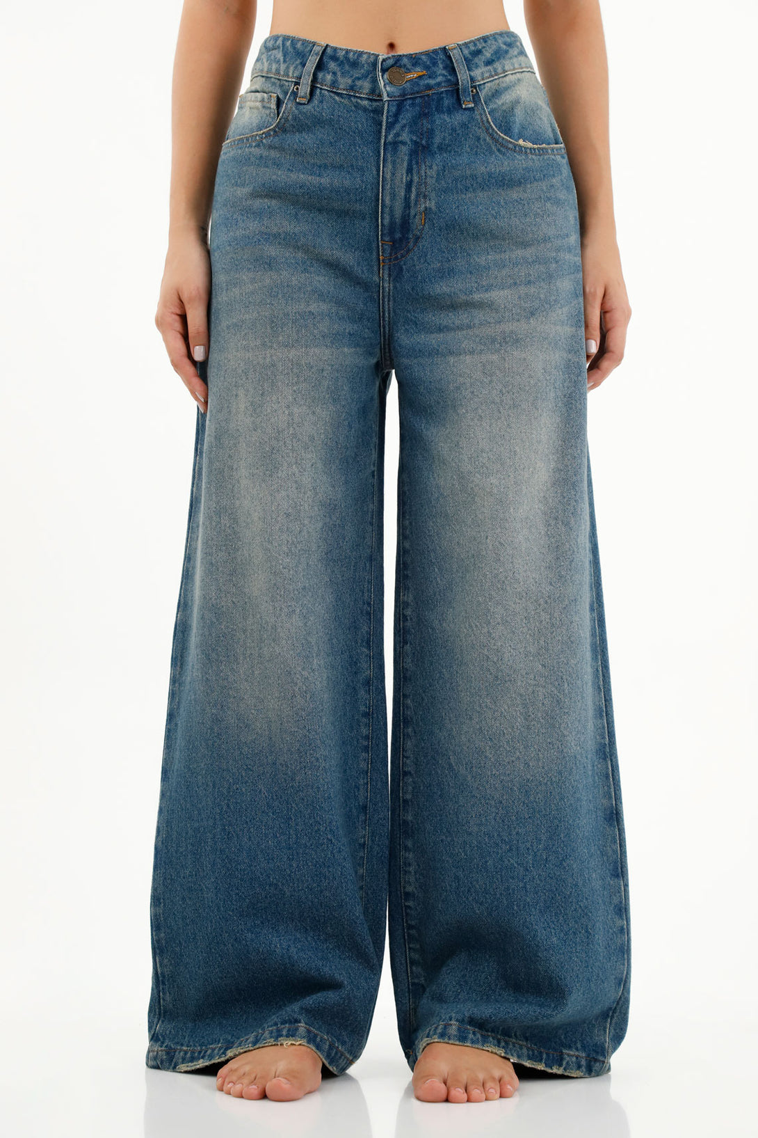 Women's Super Wide Blue Jeans