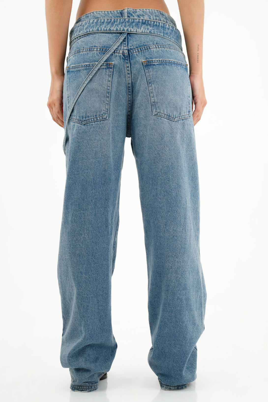 Women's Blue Asymmetric Waist Jeans