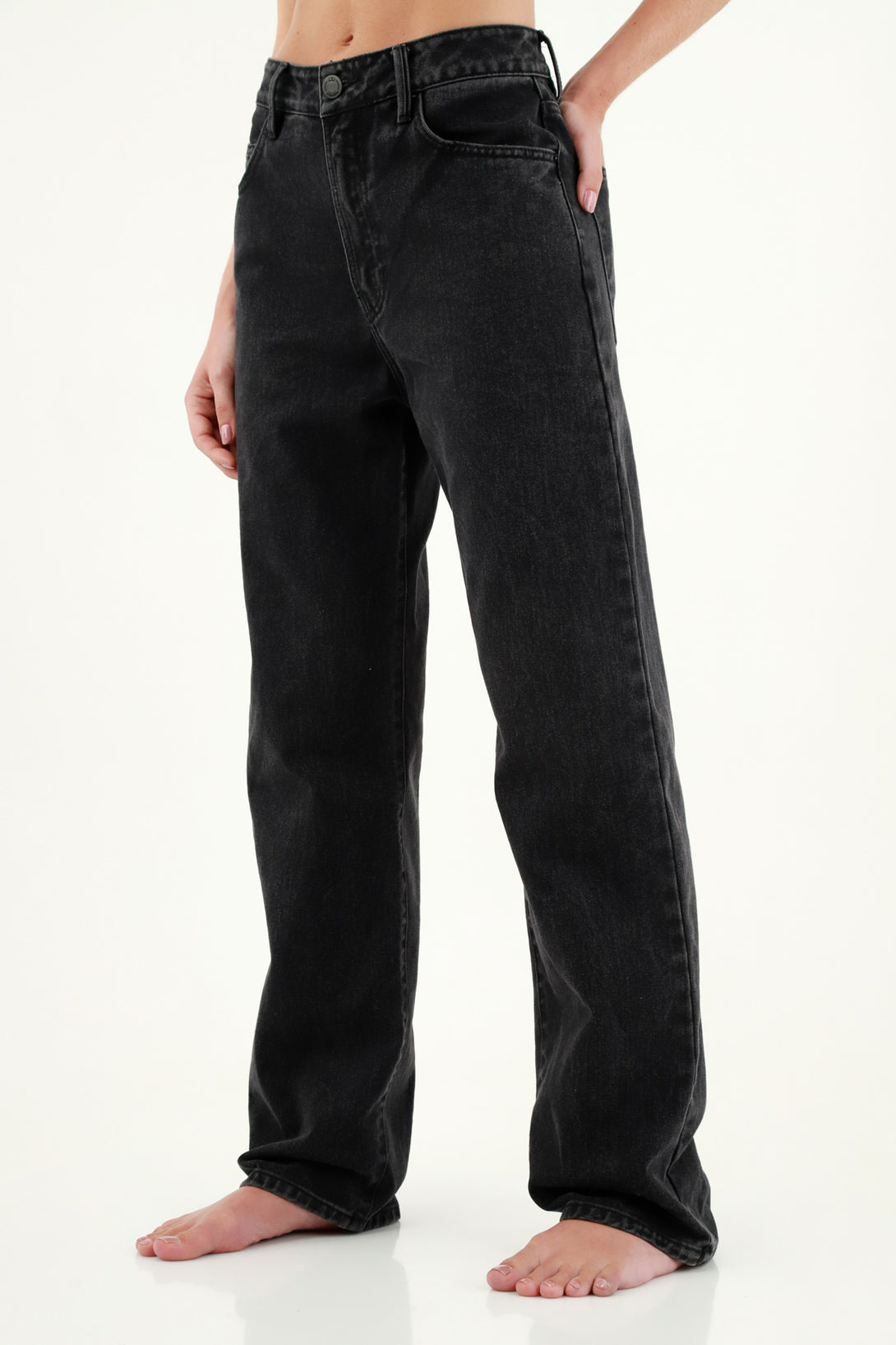 Women's Black Five-Pocket Jeans