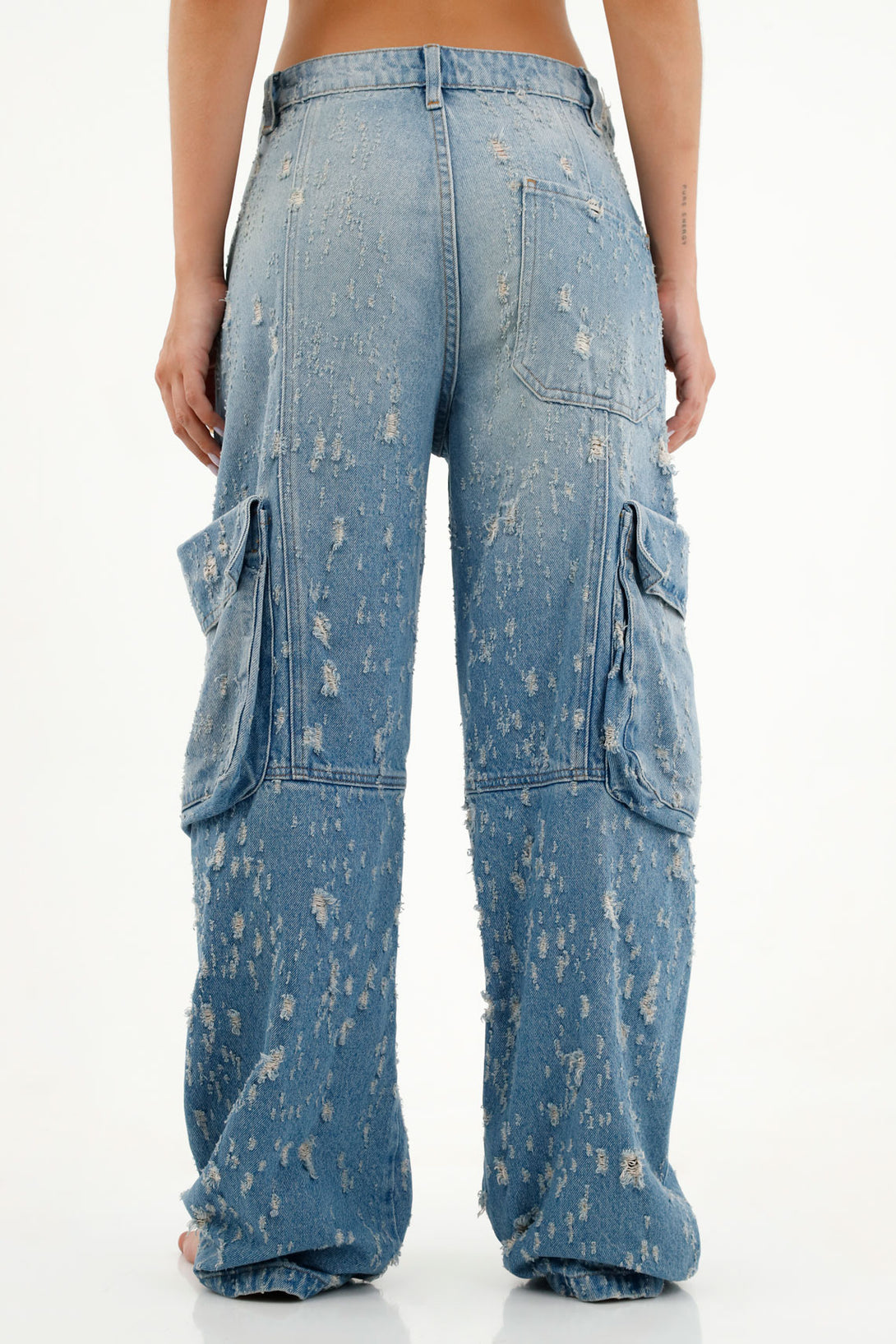 Women's Blue Mixed Distress Jeans