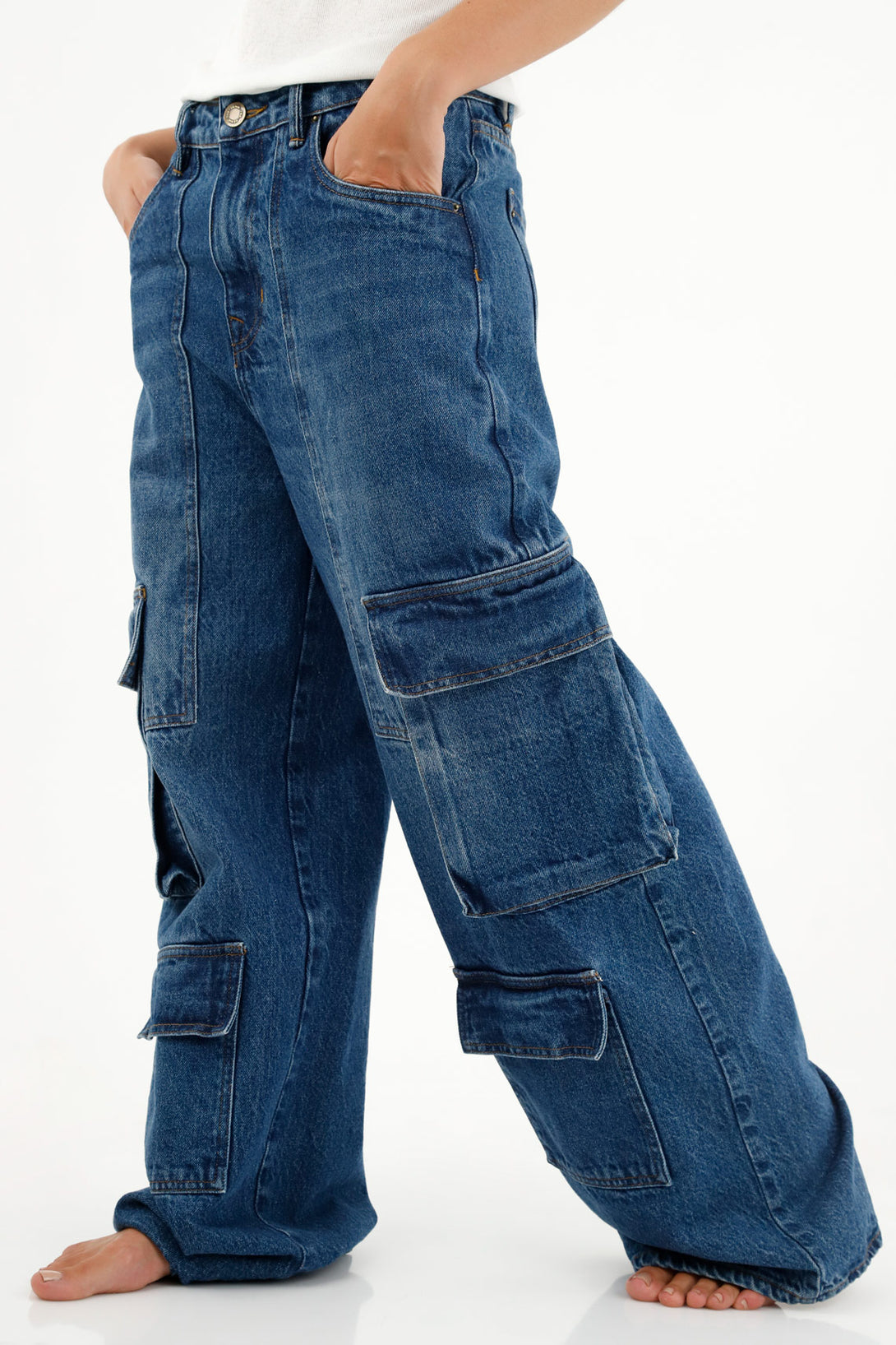 Women's Blue Cargo Jeans