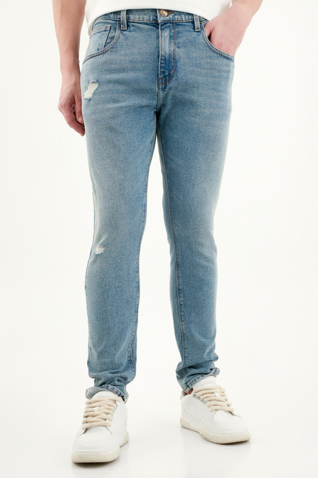 Men's Blue Five-Pocket Jeans