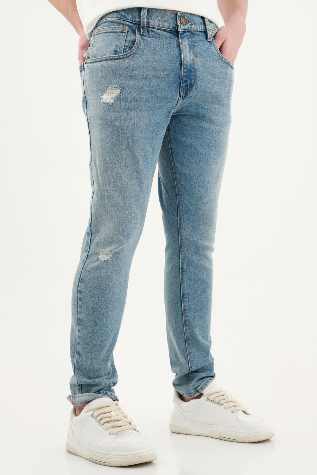 Men's Blue Five-Pocket Jeans