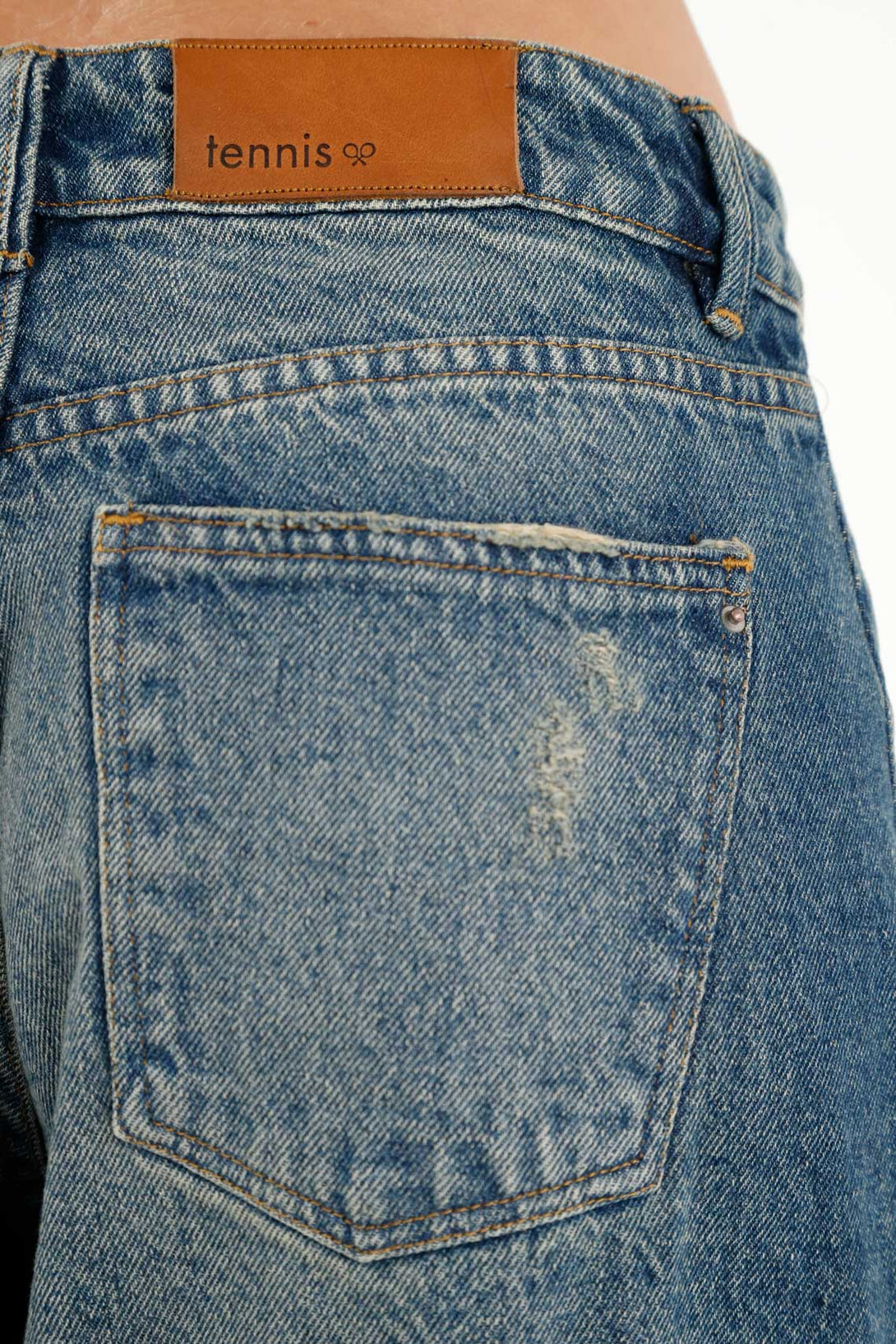 Women's Blue Jeans with Distressed Knees