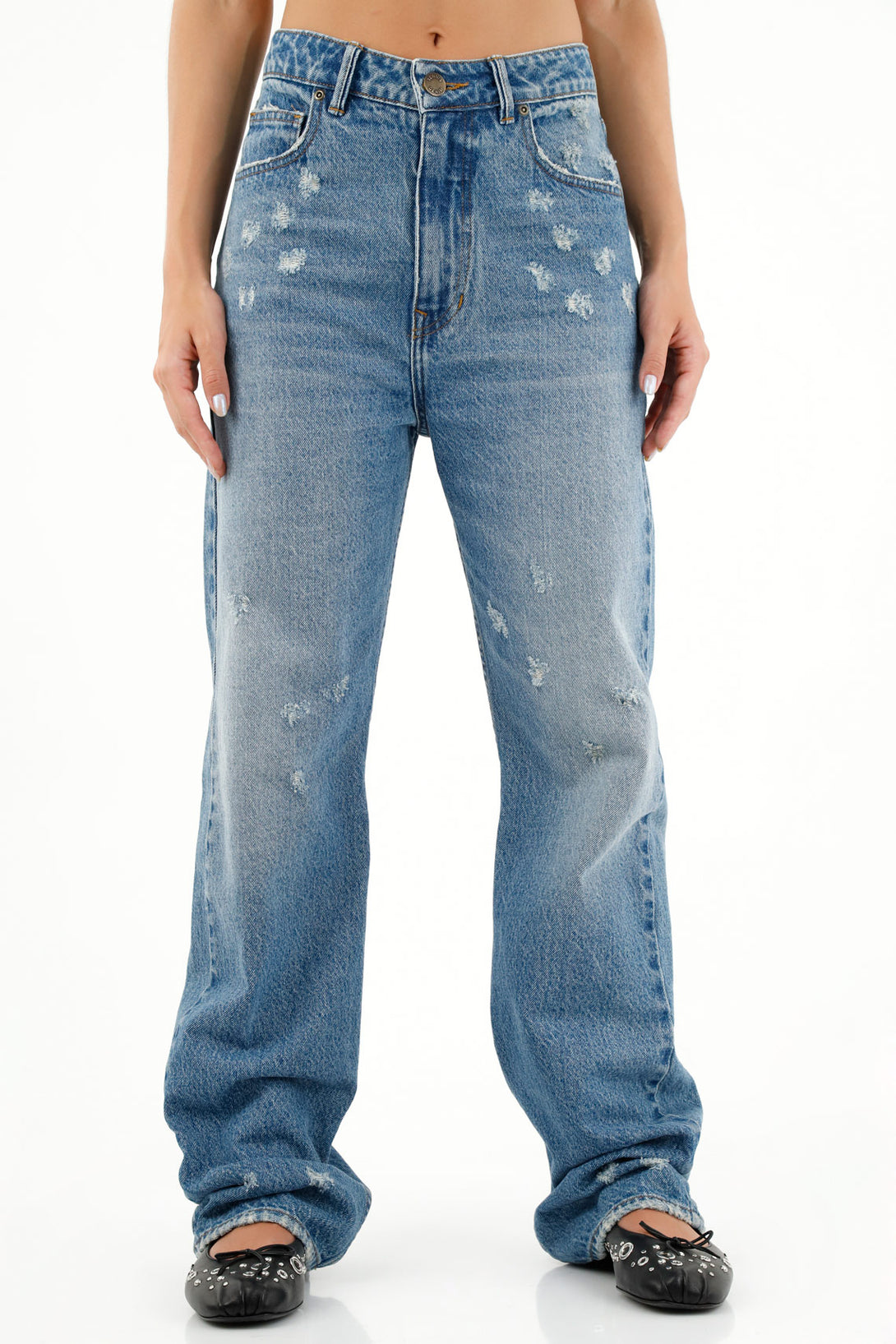 Women's Distressed Blue Jeans