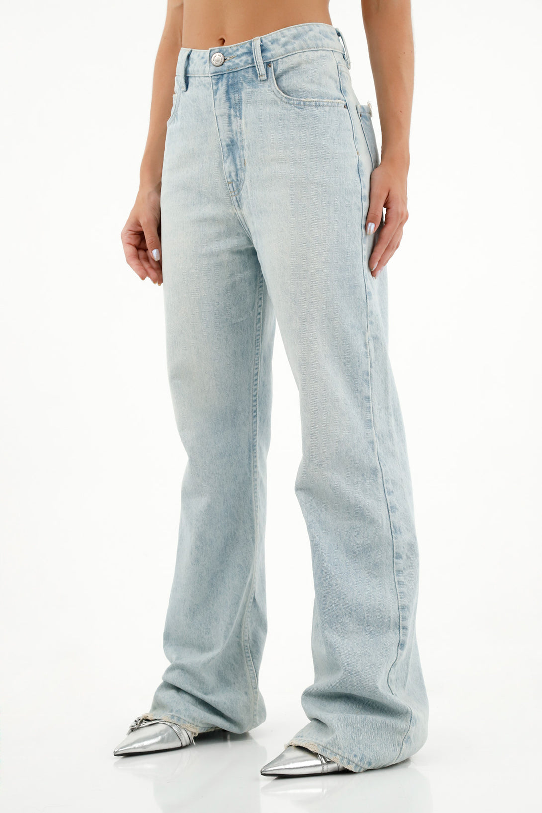 Women's Blue Jeans with Distressed Hem