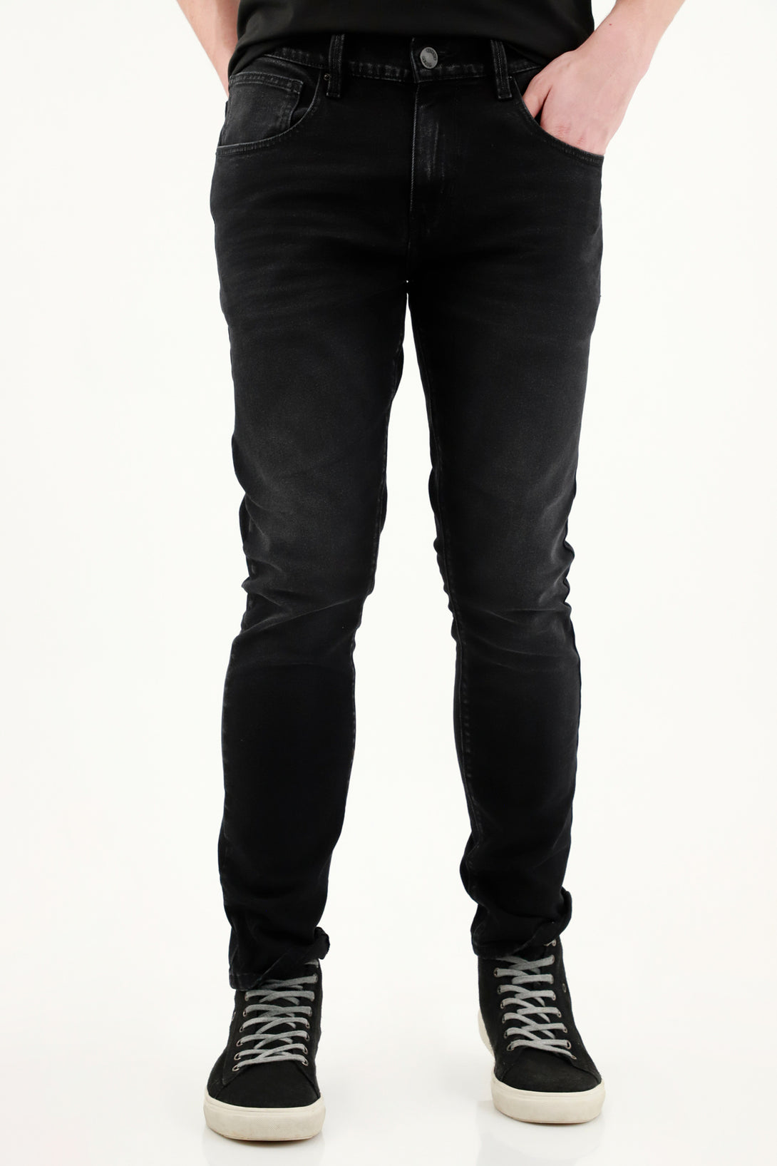 Men's Black Five-Pocket Jeans