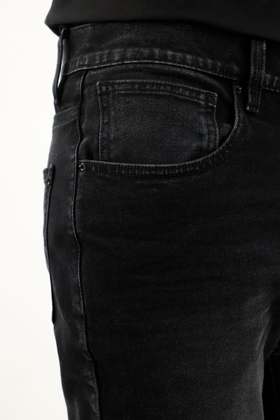 Men's Black Five-Pocket Jeans