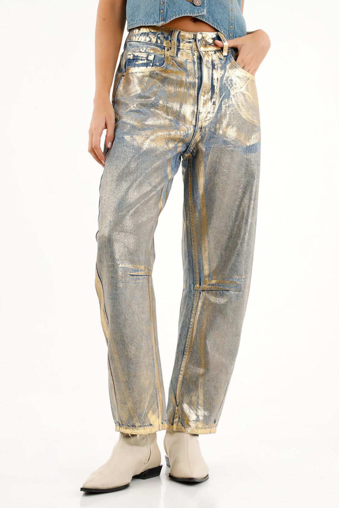 Women's Blue Shimmer Effect Jeans