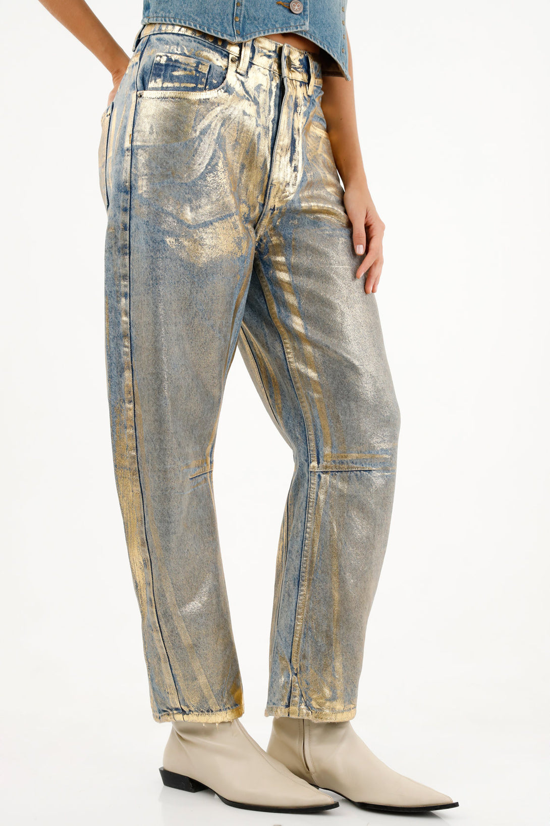 Women's Blue Shimmer Effect Jeans