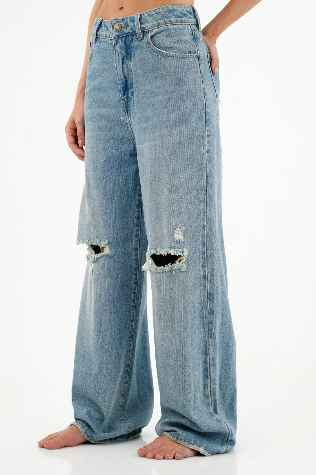 Women's Wide Leg Blue Jeans