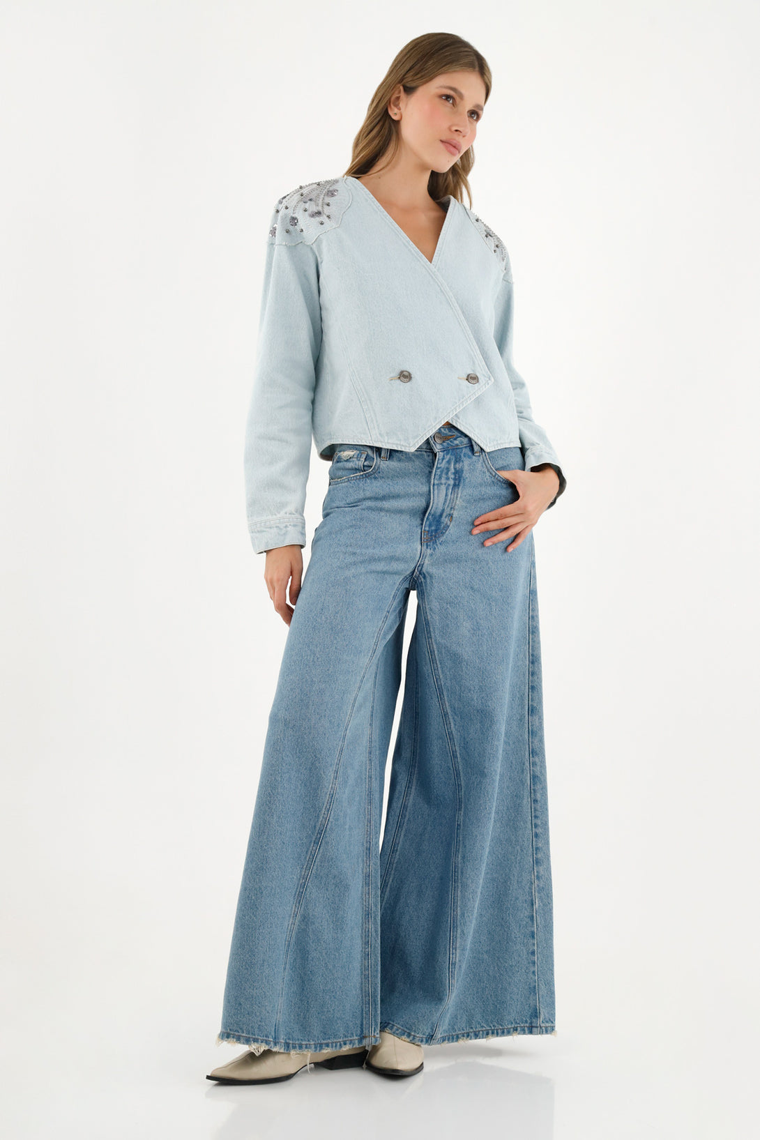 Women's Wide Leg Blue Jeans