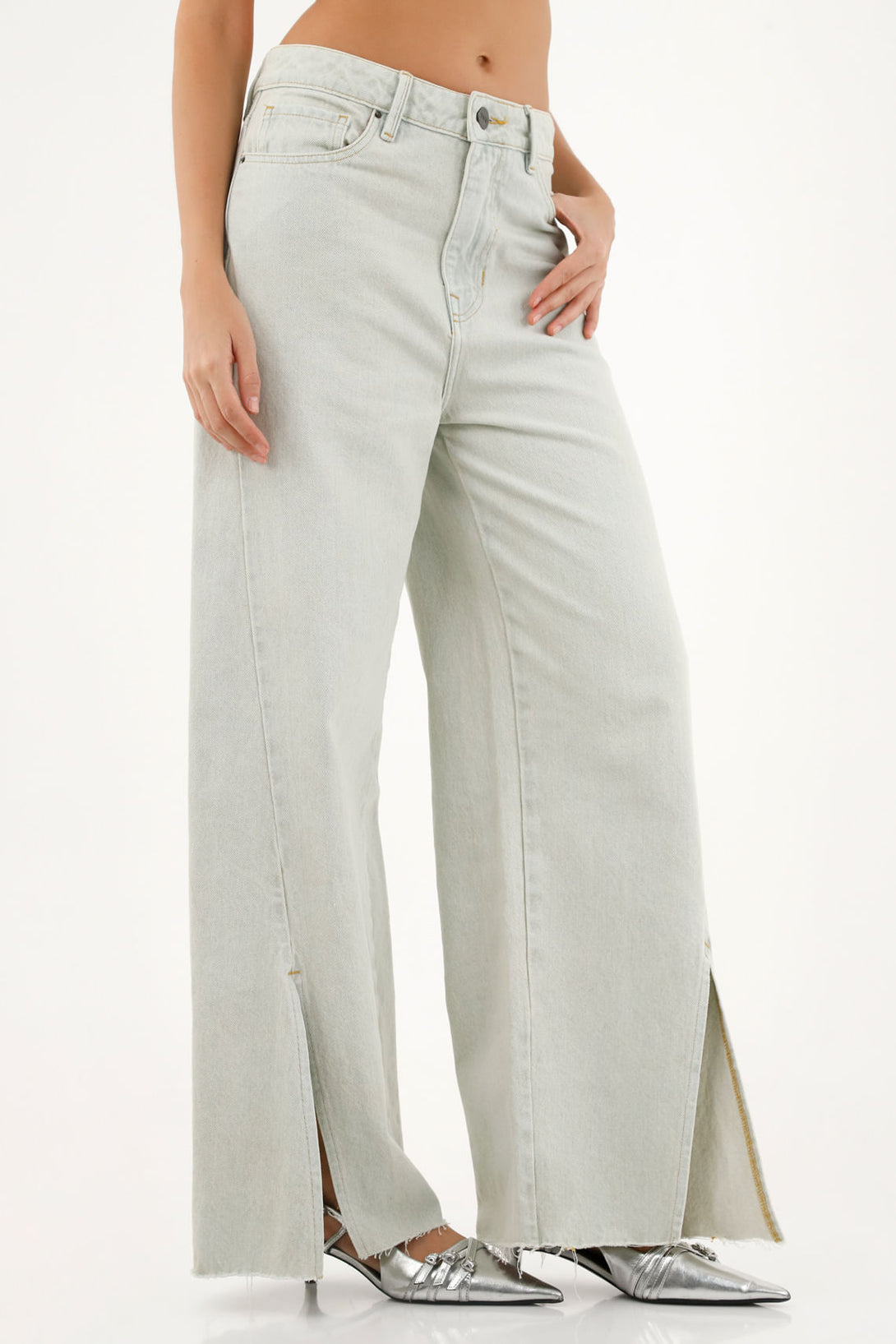 Women's Blue Jeans with Bottom Slit