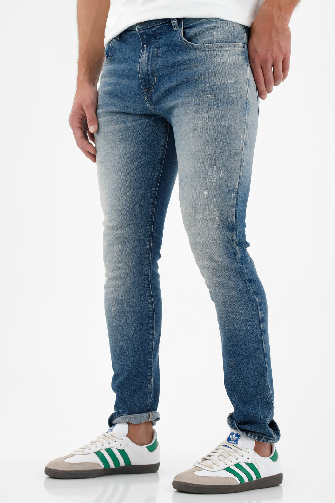 Jean con arrugas 3D azul para hombre