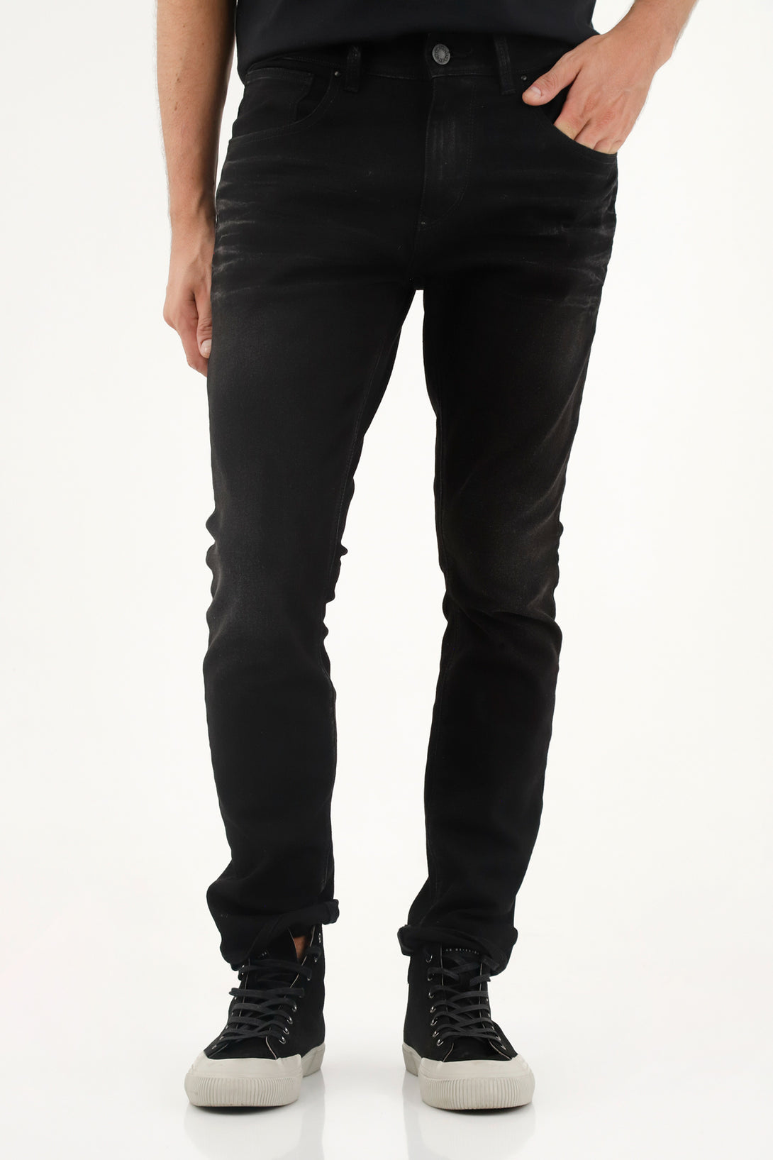 Jean negro cinco bolsillos para hombre