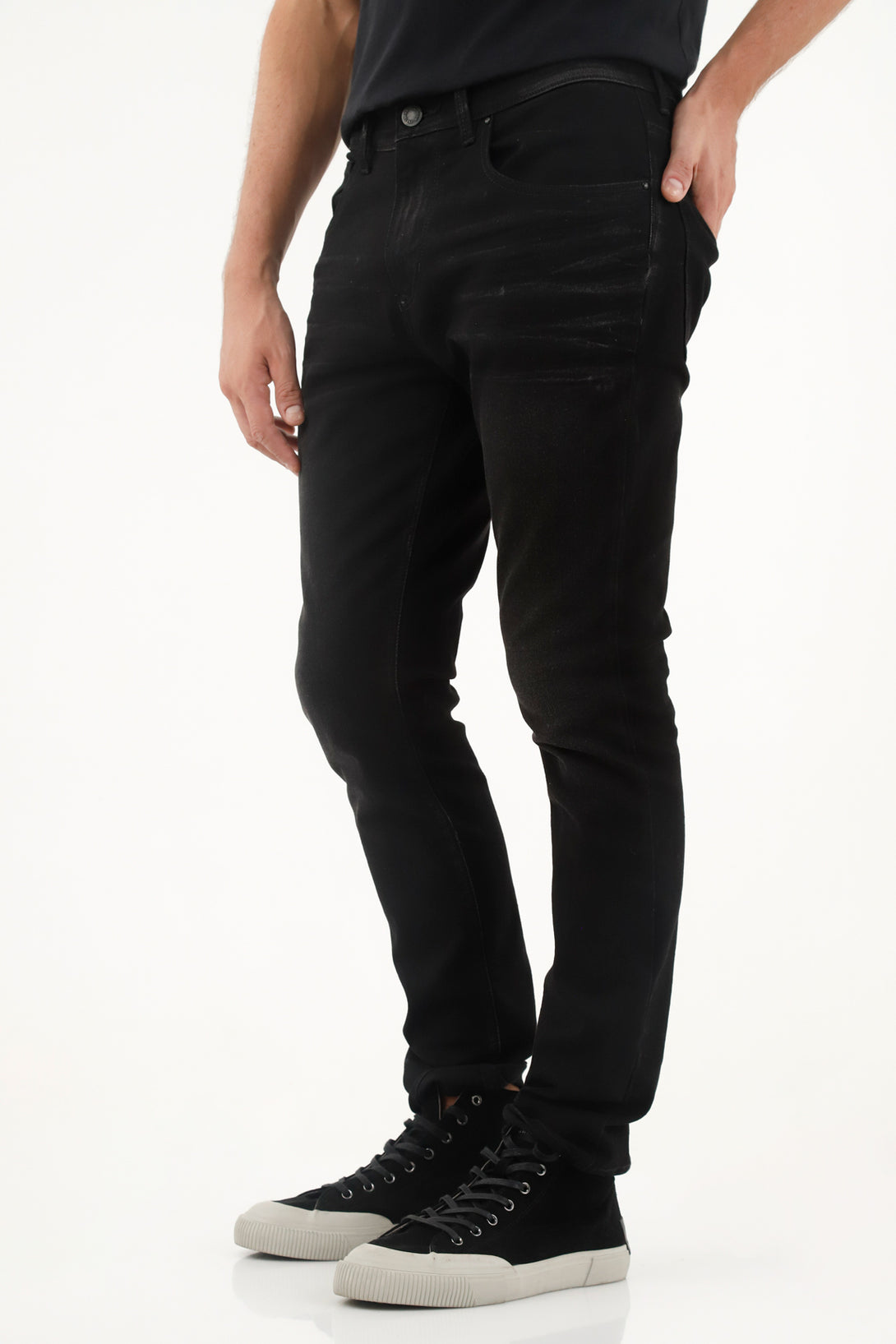 Jean negro cinco bolsillos para hombre